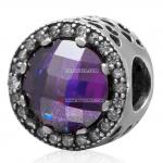 白色紫色锆石圆形925银珠