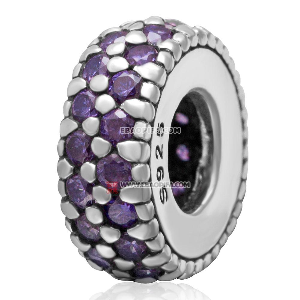 紫红锆石间隔925银珠