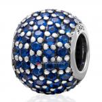 蓝色锆石圆形925纯银珠子