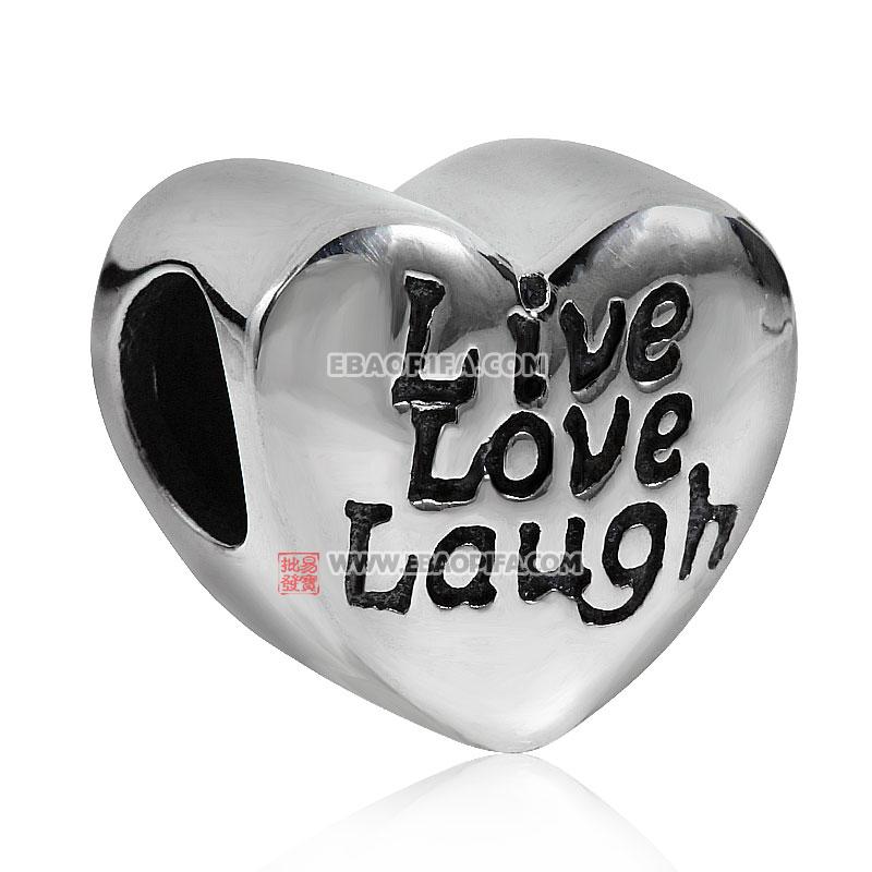 Live Laugh Love 心形925银珠
