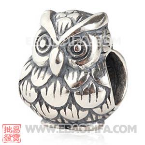 猫头鹰复古银珠 做旧珠子 仿古珠子 925纯银仿古做旧珠子