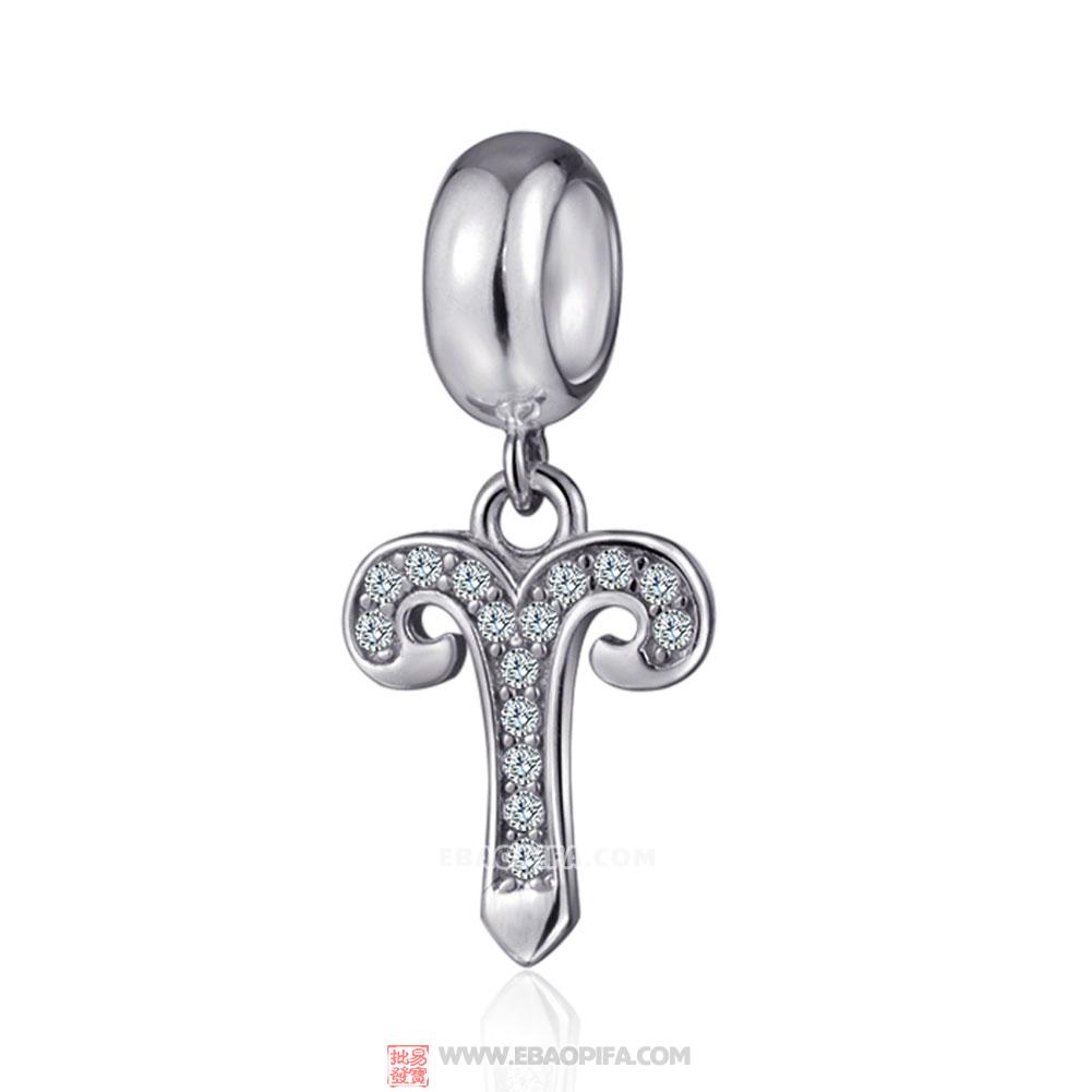 Silver Cubic Zirconia Aries Charms Pendant