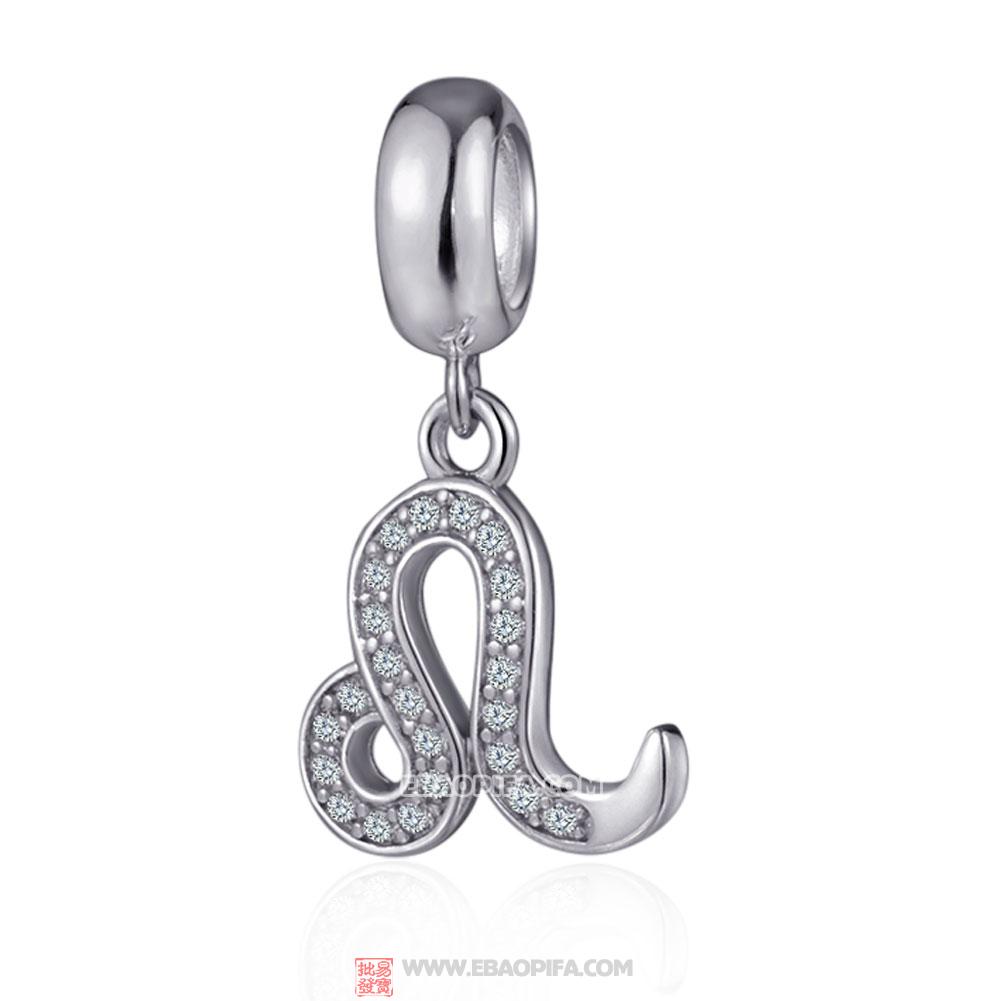 Silver Cubic Zirconia Leo Charms Pendant