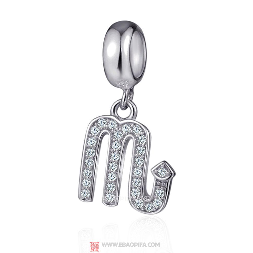 Silver Cubic Zirconia Scorpio Charms Pendant