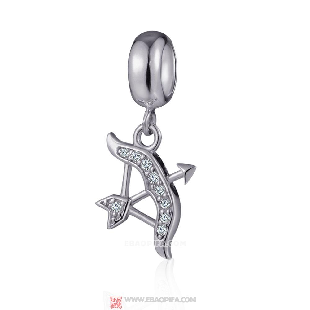 Silver Cubic Zirconia Sagittarius Charms Pendant