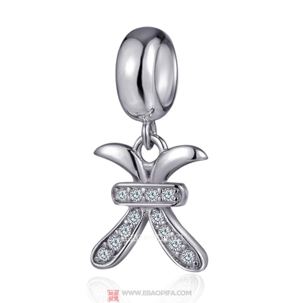 Silver Cubic Zirconia Pisces Charms Pendant